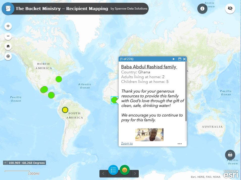 Giving Liberia border to border clean drinking water – The Bucket Ministry – Recipient Mapping – See also the Last Well’s Mission story at https://www.sparrowdatasolutions.com/partner-stories